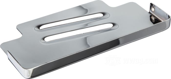 Cache; pour Batterie; adaptable à Dyna 1991-1995; en haut; acier, chromé; L x H x P: 180 x 18 x 100 mm; remplace OEM HD 66368-90; poids brut: 200 g