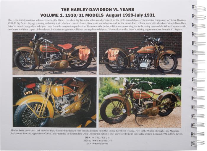 Libro »The Harley-Davidson VL Years 1930-1936«; carta; larghezza x altezza: 28 x 21 cm; di Steve Slocombe; spiralatura; a colori + bianco e nero; inglese; ISBN: 9780952750536; peso lordo: 1.12 kg