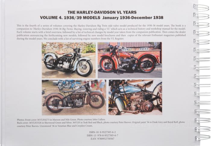 Libro »The Harley-Davidson VL Years 1930-1936«; carta; larghezza x altezza: 28 x 21 cm; di Steve Slocombe; spiralatura; a colori + bianco e nero; inglese; ISBN: 9780952750567; peso lordo: 1.53 kg
