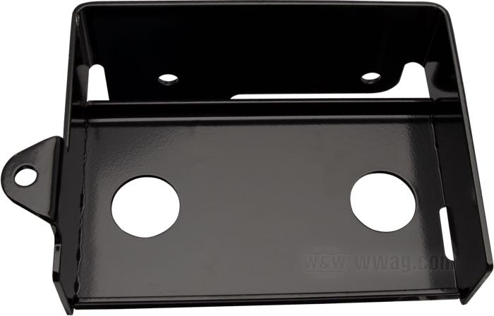 Base di batterie; atto per FX avv. pedale 1971-1978; acciaio, nero, rivestito a polvere; larghezza x profondità: 140 x 78 mm; rimpiazza OEM HD 66190-71; peso lordo: 800 g