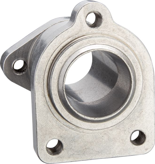 Adaptateur de Bates; pour carburateurs AMAL 26 mm → Pipe d'admission Linkert 3-vis; adaptable à Sidevalves 750 cc 1929-1958; alu billet; longueur: 61 mm; avec 2 goujons filetés; Allemagne; poids brut: 104 g