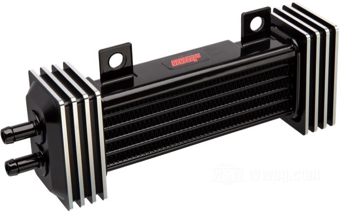 Oil cooler »Deluxe« by Jagg; aluminum / steel; with 1-1/8”, 1-1/4”, 1-3/8”, 1-1/2” Ø clamp pairs, 1.5 m oil hose, hardware; gross weight: 1.28 kg