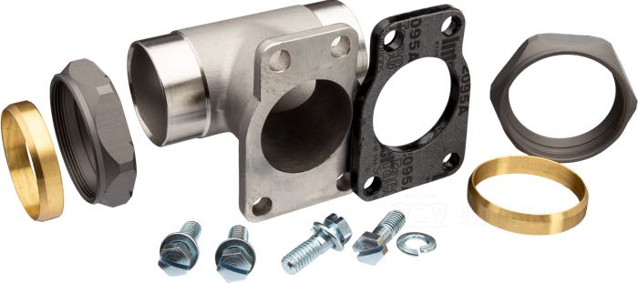 Collettore d'aspirazione di Cannonball; atto per Knuckleheads e Panheads 1940-1954; ghisa, CAD (procedimento ZnNi); larghezza: 90 mm; per carburatori Linkert serie M; rimpiazza OEM HD 27028-41 e 27029-48; peso lordo: 410 g