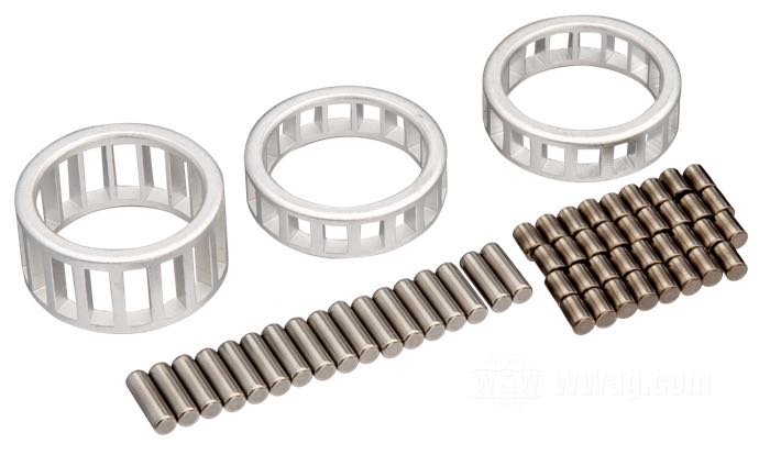Kit de cojinetes de bielas; para bases de bielas; apropiado para Big Twin 1941-1999; jaulas de aluminio; acero; con rodillos estándar; reemplaza OEM HD 24385-40B; peso bruto: 100 g