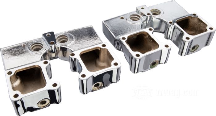 Kipphebelgehäuse »Stock Style«; passend für Shovelhead 1966-1984; Aluminiumguss, verchromt; ersetzt OEM HD 17519-80, 17516-77B, 17517-77B, 17518-80, 17550-80, 17552-80, 17500-66 und 17502-66; Bruttogewicht: 4.15 kg
