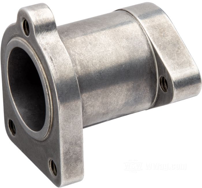 Adapter by Bates; for 32 mm AMAL carburetors → 3-Bolt Linkert manifold; fits Big Twin Sidevalves 1930-1948 and 1936-1939 Knucklehead; billet aluminum; length: 60 mm; with 2 studs; Germany; gross weight: 206 g