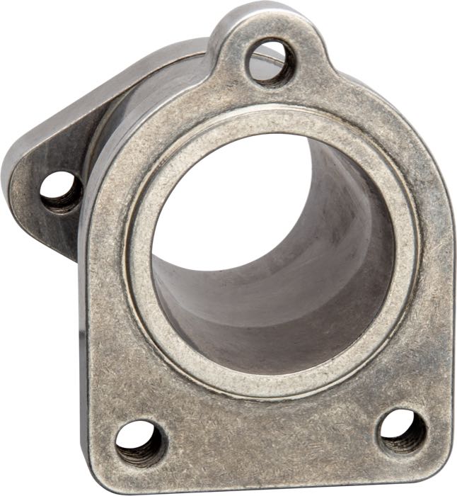 Adapter by Bates; for 32 mm AMAL carburetors → 3-Bolt Linkert manifold; fits Big Twin Sidevalves 1930-1948 and 1936-1939 Knucklehead; billet aluminum; length: 60 mm; with 2 studs; Germany; gross weight: 206 g