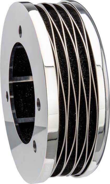 Filtro de aire »Bullseye« de Trident Cycle Supply; aluminio macizo / acero inoxidable, pulido; fondo: 1-1/2”; Ø 4”; para carburadores CV; con elemento filtrante y tornillos de montaje; EE. UU.; peso bruto: 293 g