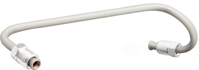 Tubo de freno de Strange Bird; apropiado para FXE late 1979-1983; del cilindro maestro hasta el T; acero, cincado; largo: 22 cm; posición: trasero; rosca del racor: 3/8” IF; reemplaza OEM HD 45150-79; EE. UU.; peso bruto: 31.6 g