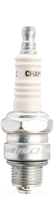 Spark plug by Champion; fits Big Twin 1948-1974, KH+XL  1954-1978; steel / ceramic; thread: M14 x 1.25; thread length: 7/16 ”; wrench size: 13/16 ”; manufacturer-code: RH8C; replaces OEM HD 32307-58, 31629-78, and 32336-04; gross weight: 60 g