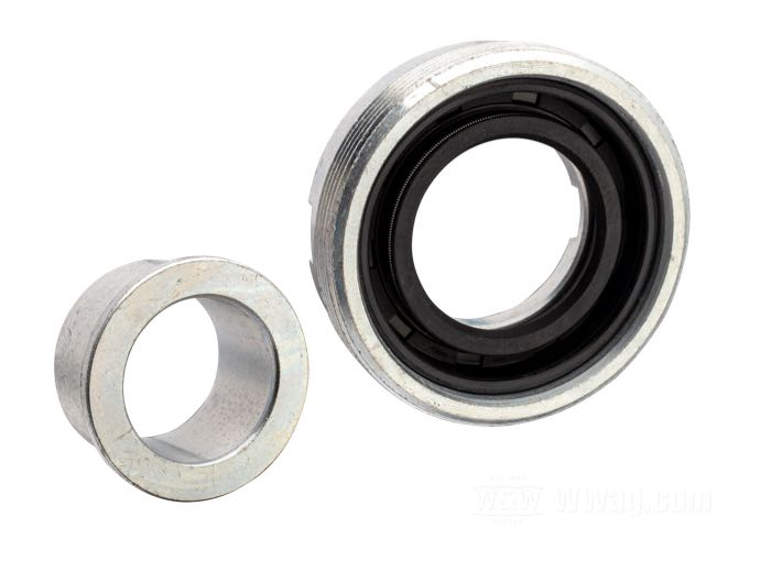Feststellmutter von Colony; für Radlager; passend für K/XL 1955-1978; Stahl, CAD (ZnNi Verfahren); passende Radachse Ø: 17 mm; mit Wellendichtring und Distanzstück; ersetzt OEM HD 41196-55, 41210-55 und 41201-55; USA; Bruttogewicht: 72 g