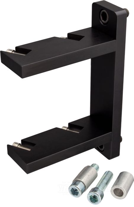 Ignition coil bracket; for Dynatec Core-Mount Ignition Coils; fits Big Twin 1948-1982; billet aluminum, black anodized, distance mounting holes: 146 mm (center to center); gross weight: 574 g