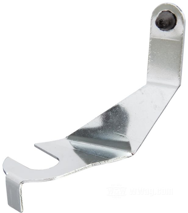 Arrête-fiche; pour fiches de connexion régulateur/stator; adaptable à Big Twins Shovelhead et Evolution (1970-1999) équippés d'un carburateur; se fixe au boulon avant du moteur; acier, chromé; poids brut: 10 g