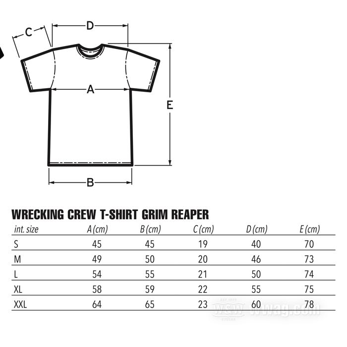 T-shirt »Grim Reaper« de Wrecking Crew; coton 200 g/m², noir, impression: blanc d'os (impression déchargée); taille: S; poids brut: 237 g
