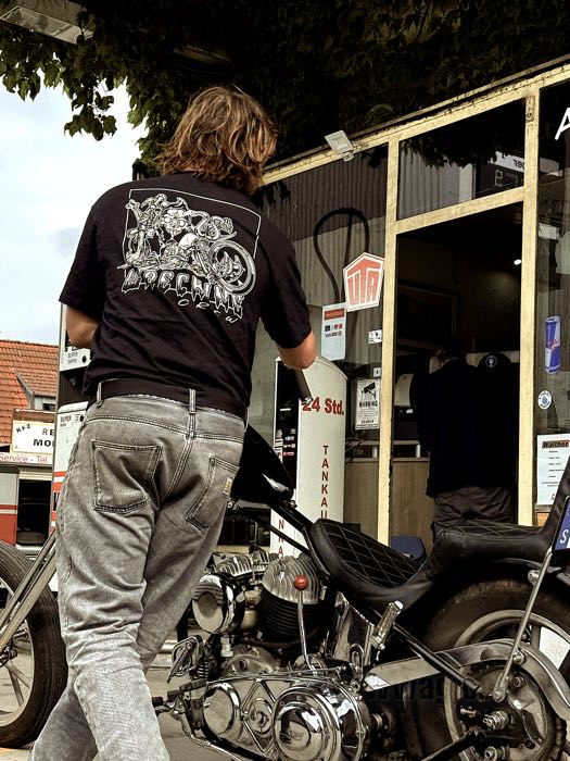 T-shirt »Grim Reaper« de Wrecking Crew; coton 200 g/m², noir, impression: blanc d'os (impression déchargée); taille: L; poids brut: 280 g