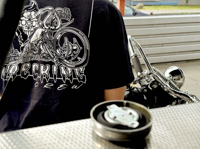 T-shirt »Grim Reaper« de Wrecking Crew; coton 200 g/m², noir, impression: blanc d'os (impression déchargée); taille: XL; poids brut: 300 g