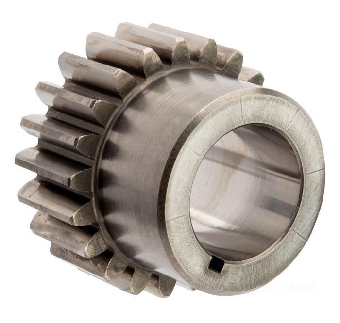 Piñon de distribución de Jims; apropiado para Big Twin late 1977-1989; acero, 21 dientes, código Ø: amarillo; Ø 37.44 mm; reemplaza OEM HD 24042-78; peso bruto: 100 g