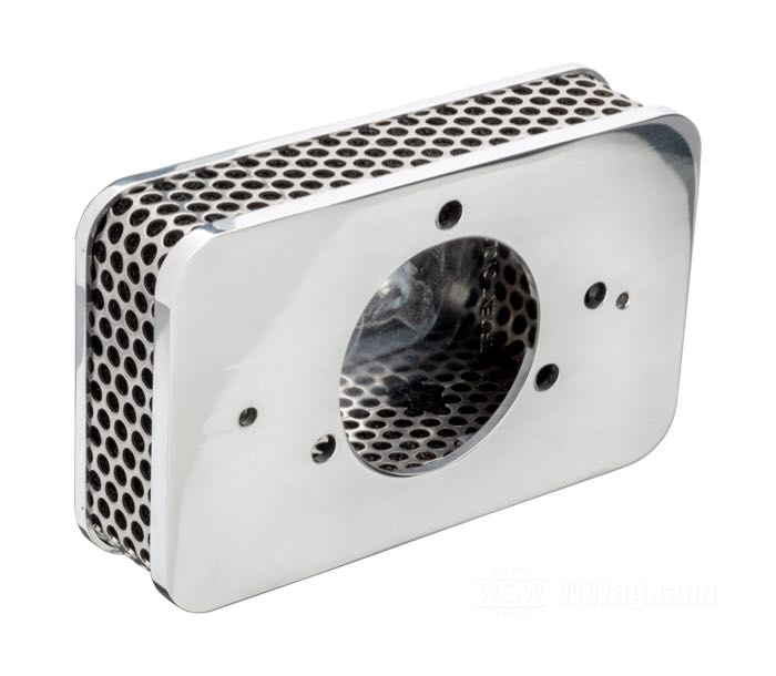 Luftfilter »Breadbox Mini« von Trident Cycle Supply; Billet-Aluminium / Edelstahl, poliert; B x H x T: 148 x 91 x 35.6 mm; für S&S Super E/G Vergaser; USA; Bruttogewicht: 387 g