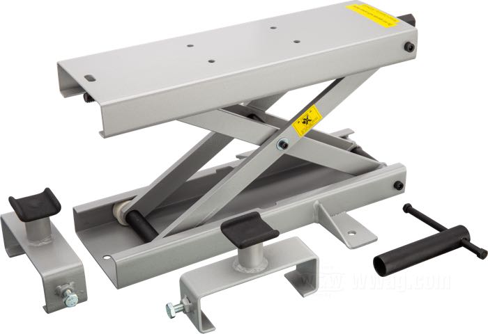 Motorradheber »Mini-Lift«; Stahl, grau, kunststoffbeschichtet; Länge x Breite: 450 x 150 mm; Mindesthöhe: 90 mm; max. Lift: 420 mm; max. Lift mit Adaptern: 490 mm; Deutschland; Bruttogewicht: 14.41 kg