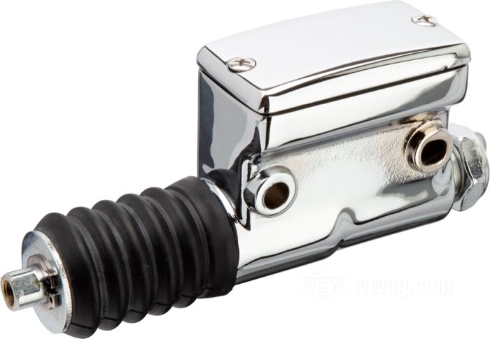 Brake master cylinder »Smooth«; fits Sportster late 1987-2003; cast aluminum, polished; piston Ø: 5/8” (15.8 mm); required brake fluid: DOT 5; replaces OEM HD 42456-87; gross weight: 566 g