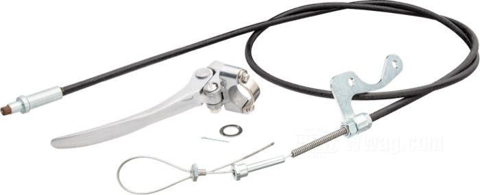 Cable de embrague de Samwel Supplies; apropiado para Flatheads 45”/750 cc 1941-1973, exc. modelos K; acero / aluminio; largo: 182 cm; con maneta de embrague; reemplaza OEM HD 2556-41, 2557-41, 2558-41, 2558-41A, 2560-41, 2564-41, 4165-28 y 2558-41CN; Europa; peso bruto: 611 g