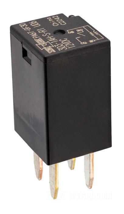 Relè; atto per Sportster 2010-2014, Touring 2008→, VRSC 2007→; plastica / acciaio; L x A x P: 15.5 x 24 x 15 mm; 12 V; rimpiazza OEM HD 31586-07; peso lordo: 15 g