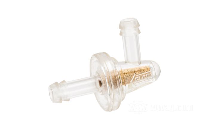 Filtre d‘essence; avec raccord de 1/4”; verre acrylique / bronze, forme conique, 90°; longueur: 43 mm; Ø extér.: 22 mm; poids brut: 7 g