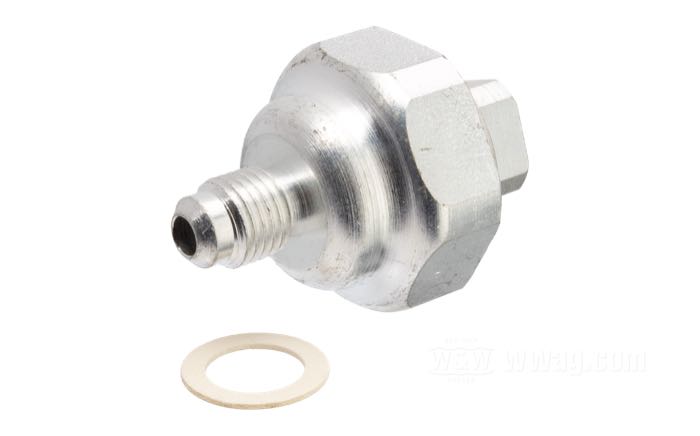 Filtre d‘essence de Colony; pour carburateurs Linkert; adaptable à toutes bicylindriques 1939-1941; acier, CAD (procédé ZnNi), filet vers le carburateur: 7/16”-28, filet vers le durit: 7/16”-20; avec elément filtrant, joint et chapeau; remplace OEM HD 3623-39 et 62250-39; USA; poids brut: 80 g