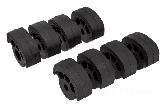 Cauchos para las estriberas de Kuryakyn; para Estriberas del piloto; para Kuryakyn Iso-Pegs; goma; peso bruto: 160 g