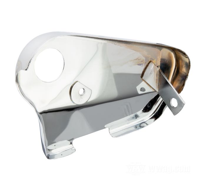 Shifter cover; fits Softail FLST/F and FXSTC 1989→; steel, chrome-plated; replaces OEM HD 33642-89; gross weight: 122 g