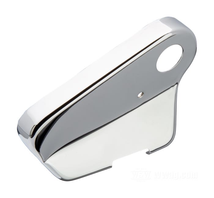Shifter cover; fits Softail FLST/F and FXSTC 1989→; steel, chrome-plated; replaces OEM HD 33642-89; gross weight: 122 g