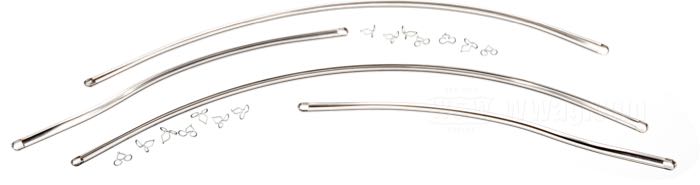Set listelli decorativi; per parafanghi H-D OEM 1939-48; posteriori; acciaio inox, lucidato; con clip di fissaggio; rimpiazza OEM HD 59882-39; peso lordo: 120 g