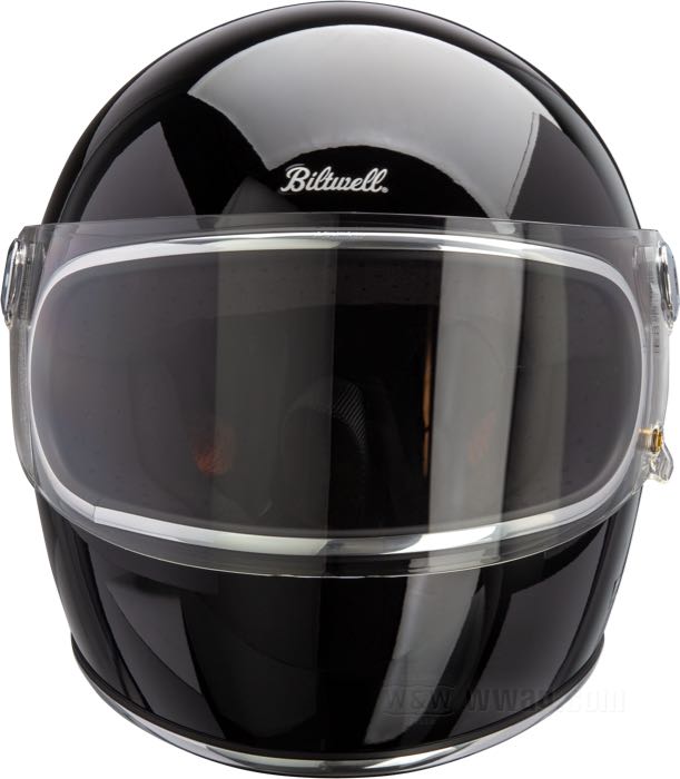 Full face helmet »Gringo S« by Biltwell Inc.; ABS, gloss black, with chrome trim; net weight: 1500 g; int. size: S - 55-56 cm; with soft fabric storage bag; ECE R22-06 approved; gross weight: 2.03 kg