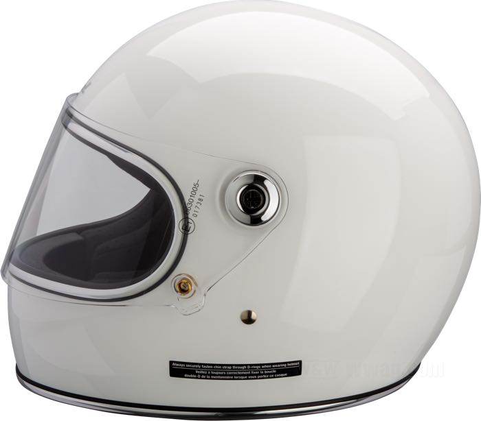 Casque intégral »Gringo S« de Biltwell Inc.; ABS, blanc brillant, avec jonc chromé; poids net: 1500 g; taille: S - 55-56 cm; avec sac; homologué ECE R22-06; poids brut: 2.04 kg