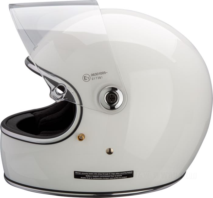 Casque intégral »Gringo S« de Biltwell Inc.; ABS, blanc brillant, avec jonc chromé; poids net: 1500 g; taille: S - 55-56 cm; avec sac; homologué ECE R22-06; poids brut: 2.04 kg