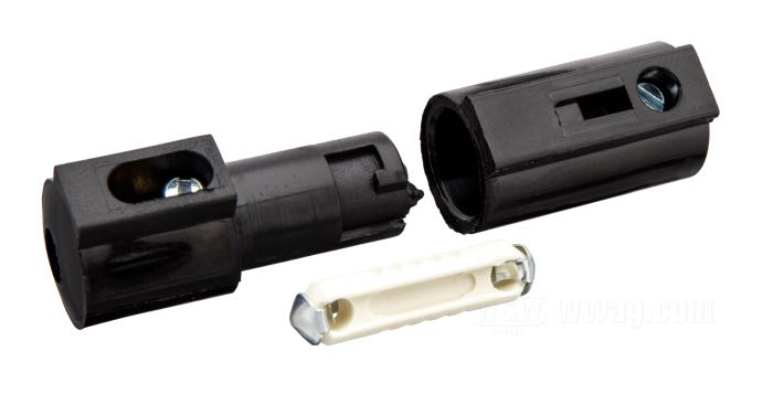 Fuse holder; for Torpedo/Bosch type fuses; plastic, black; length: 49 mm; Ø 13 mm; with 8A fuse; gross weight: 10 g