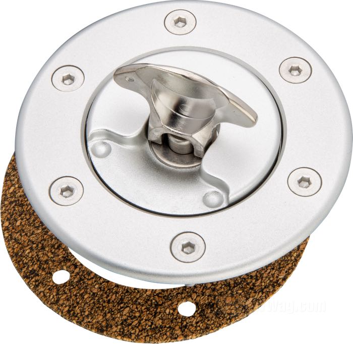 Bouchon de réservoir »Aero 200« de Newton Equipment; non fermant à clé; aluminium, anodisé limpide; bouchon diam. extér.: 45 mm; diam. extér. du flanc: 80 mm; sans aération; poids brut: 140 g