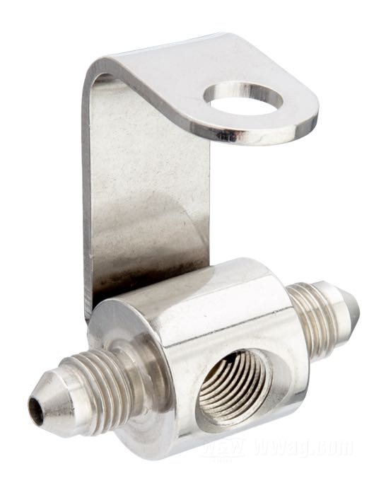 Adapter von Goodridge; für Bremslichtschalter / Bremsleitung; passend für Sportster 1988-2003; Edelstahl; Anschlussgewinde: 2 x JIC 37°-3 außen + 1 x 1/8”-27 NPTF innen; Bruttogewicht: 55 g