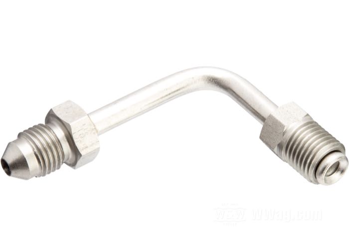 Fitting by Goodridge; stainless steel, 90°, radius = 5 mm; connection thread: JIC 37°-3→3/8”-24 IF; gross weight: 18 g