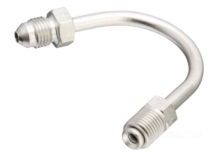 Fitting by Goodridge; stainless steel, 150° (30°); connection thread: JIC 37°-3→3/8”-24 IF; gross weight: 21 g