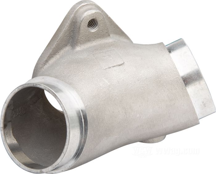 Pipe d'admission; pour carburateurs Mikuni HSR 42 et 45; adaptable à Evo Big Twin; aluminium, avec perçage ovale, distance trous de montage du carburateur: 75 mm; pour carburateurs Mikuni; poids brut: 250 g