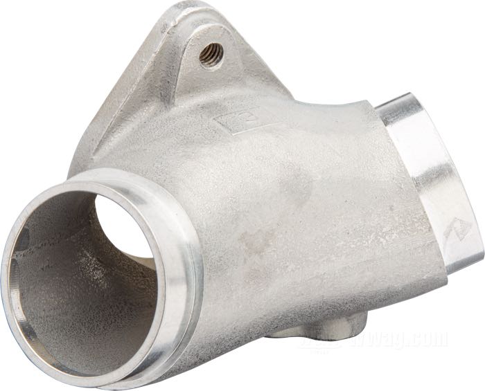 Manifold; for Mikuni HSR 42 and 45 carburetors; fits Twin Cam; aluminum, oval bore, mounting hole distance on carburetor side: 75 mm; for Mikuni carburetors; gross weight: 210 g