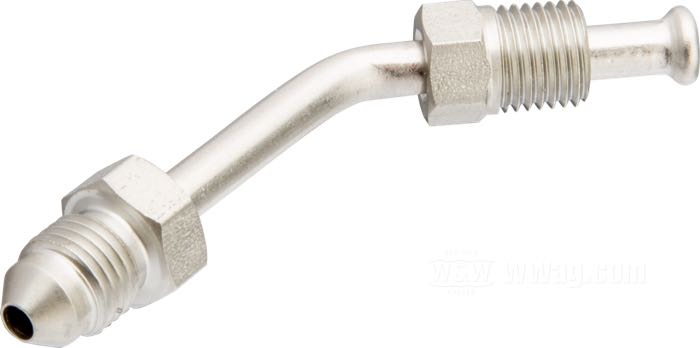 Fitting by Goodridge; stainless steel, 45°; length: 7 cm; connection thread: JIC 37°-3→3/8”-24 IF; gross weight: 18 g
