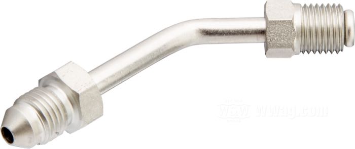 Fitting by Goodridge; stainless steel, 45°; length: 7 cm; connection thread: JIC 37°-3→3/8”-24 IF; gross weight: 18 g