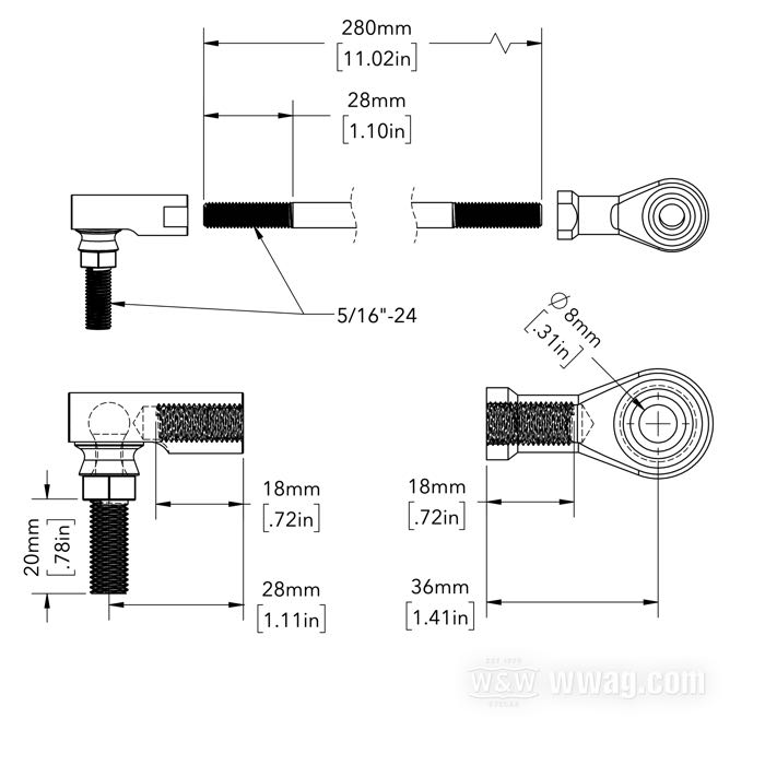 Varilla de cambios; apropiado para Softail 1986-1996; acero, cromado; largo: 26.6 cm; rosca: 5/16”-24; con articulacion de bola y tuercas; reemplaza OEM HD 7744, 11729, 33729-82 y 33871-85; peso bruto: 280 g