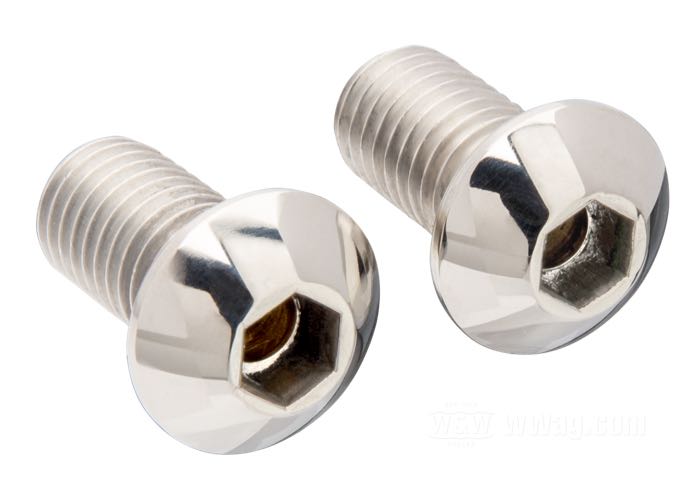 Breather bolts by Prism Supply Co.; fits Big Twin 1993-1998, Softail 1999, Sportster 1991-2020; stainless steel / brass, polished; thread: 1/2”-13; thread length: 1 ”; hex socket button head; wrench size: 5/16 ”; USA; gross weight: 55 g