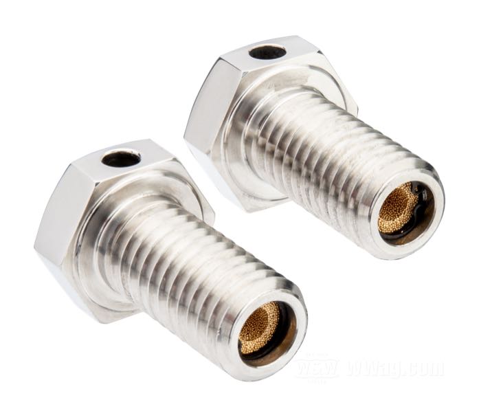Tornillos de ventilación de Prism Supply Co.; apropiado para Big Twin 1993-1998, Softail 1999, Sportster 1991-2020; acero inoxidable / latón, pulido; rosca: 1/2”-13; largo de la rosca: 1 ”; hexagonal; llave: 3/4 ”; EE. UU.; peso bruto: 66 g