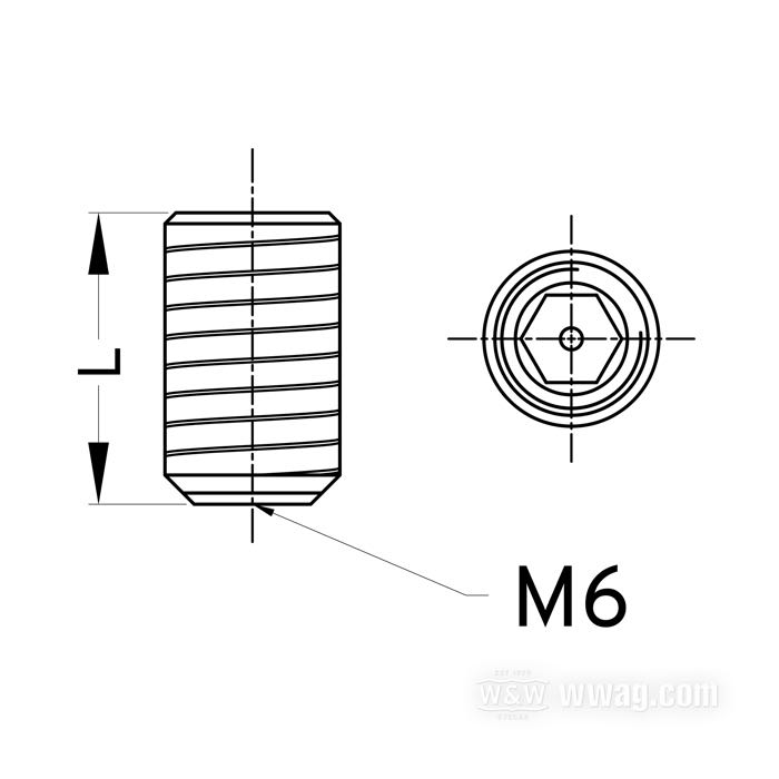 Set screw; steel; socket head; thread: M6; length: 10 mm; gross weight: 10 g