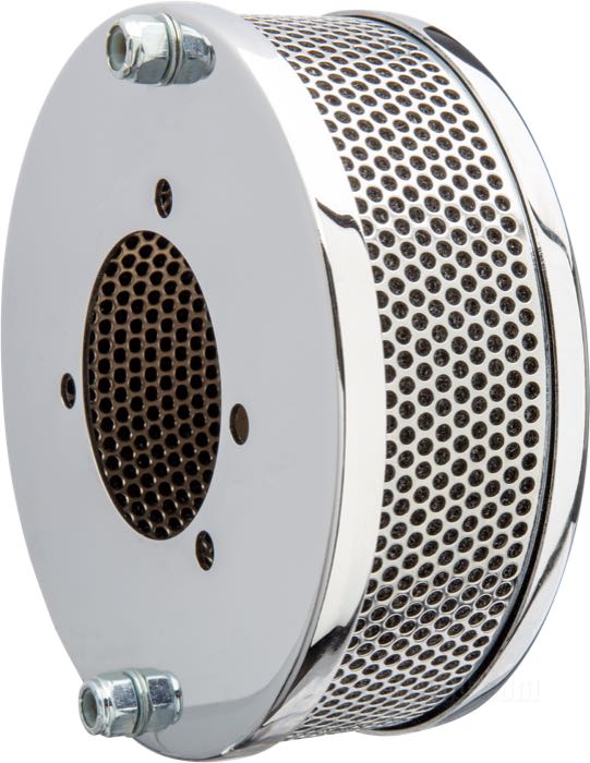 Filtro de aire »Dragtron«; acero, cromado; fondo: 55 mm; Ø 140 mm; para carburadores CV; peso bruto: 640 g
