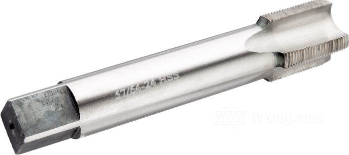 Taraud »Standard«; pour embouts de guidon 1910-1930 et 1937-1948; acier HS; filetage: 57/64”-24; filetage borgne; poids brut: 263 g